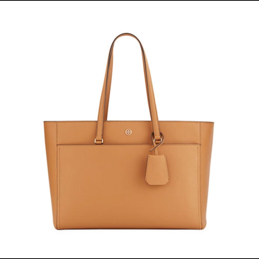 Tory Burch Robinson Smooth Tote Bag - light brown